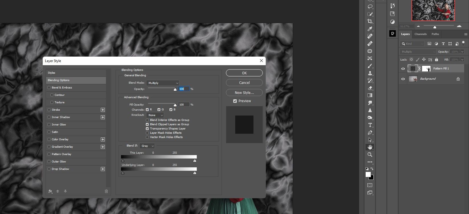 вызов Layer Style двойным щелчком