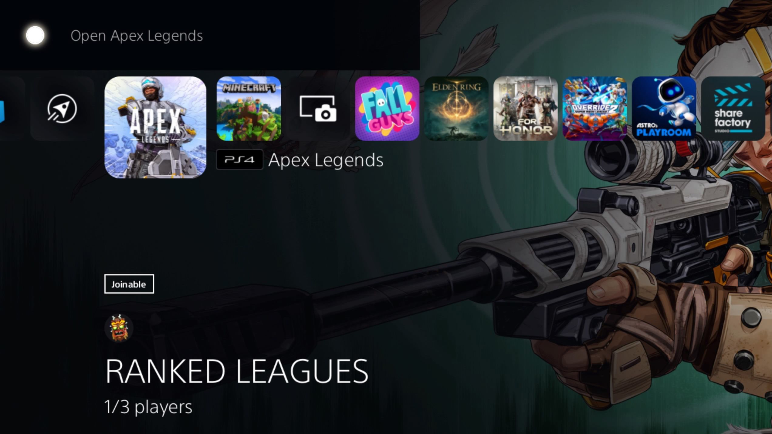 Using voice command in PS5 to launch Apex Legends