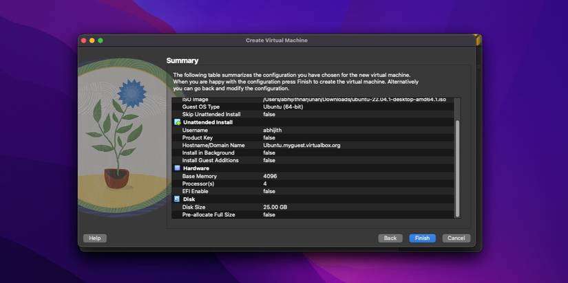 Итоговая сводка настроек VM в VirtualBox