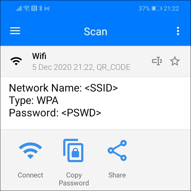 QR‑код для подключения к Wi‑Fi — сканирование предлагает подключиться