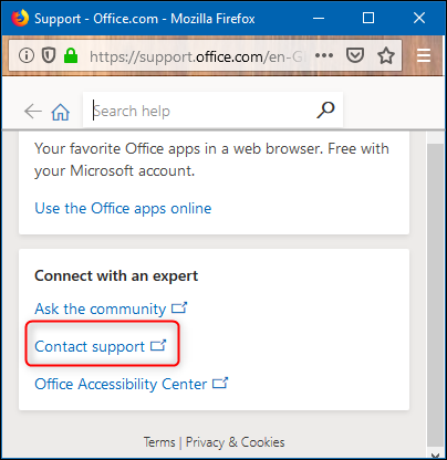 Ссылка Contact support