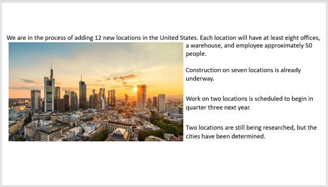 Текст обтекает изображение на слайде