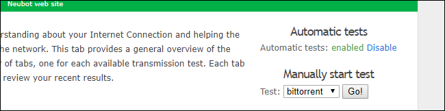 Neubot: запуск BitTorrent-теста вручную