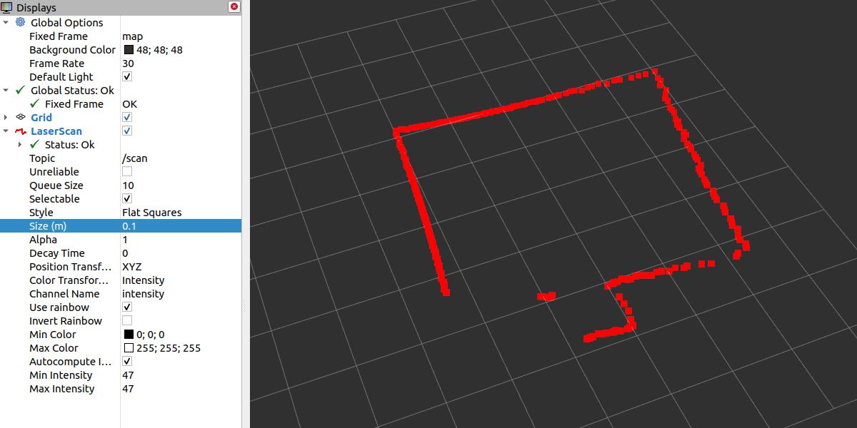 Результат визуализации реального времени в Rviz