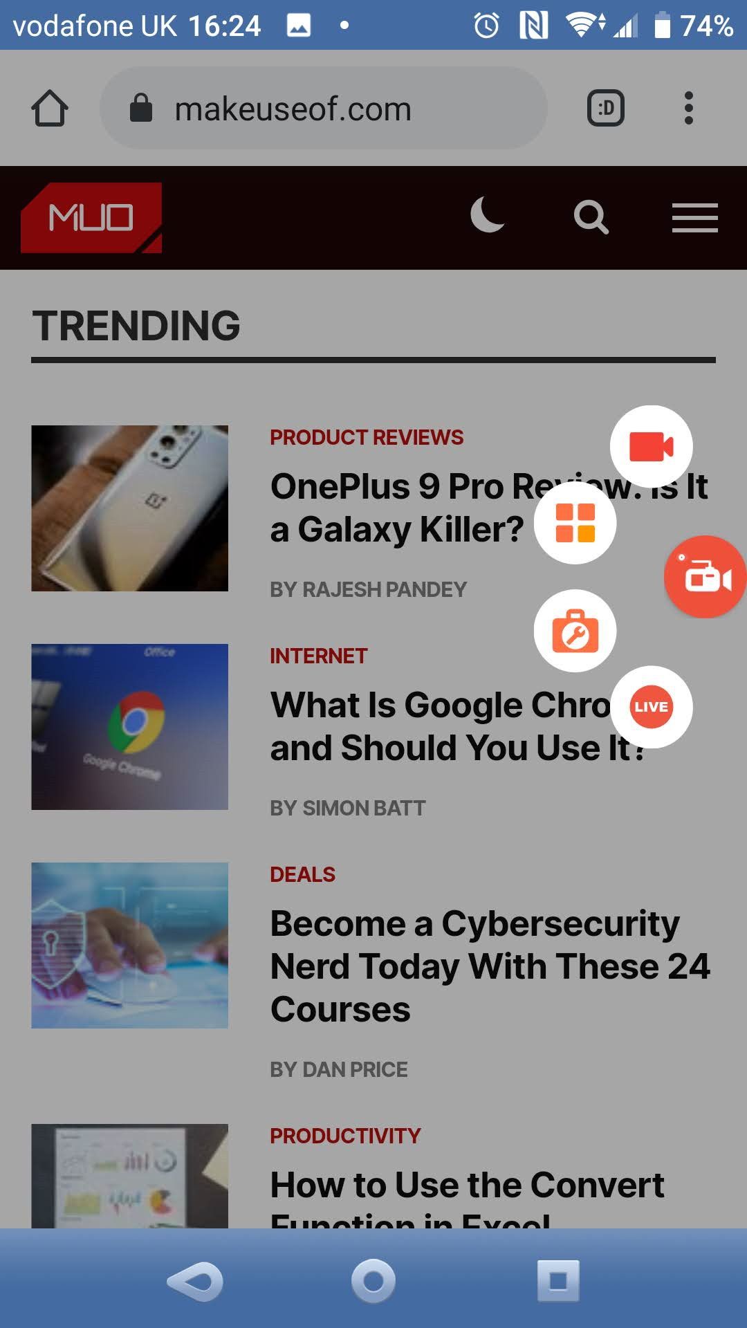 Интерфейс AZ Screen Recorder с настройками качества