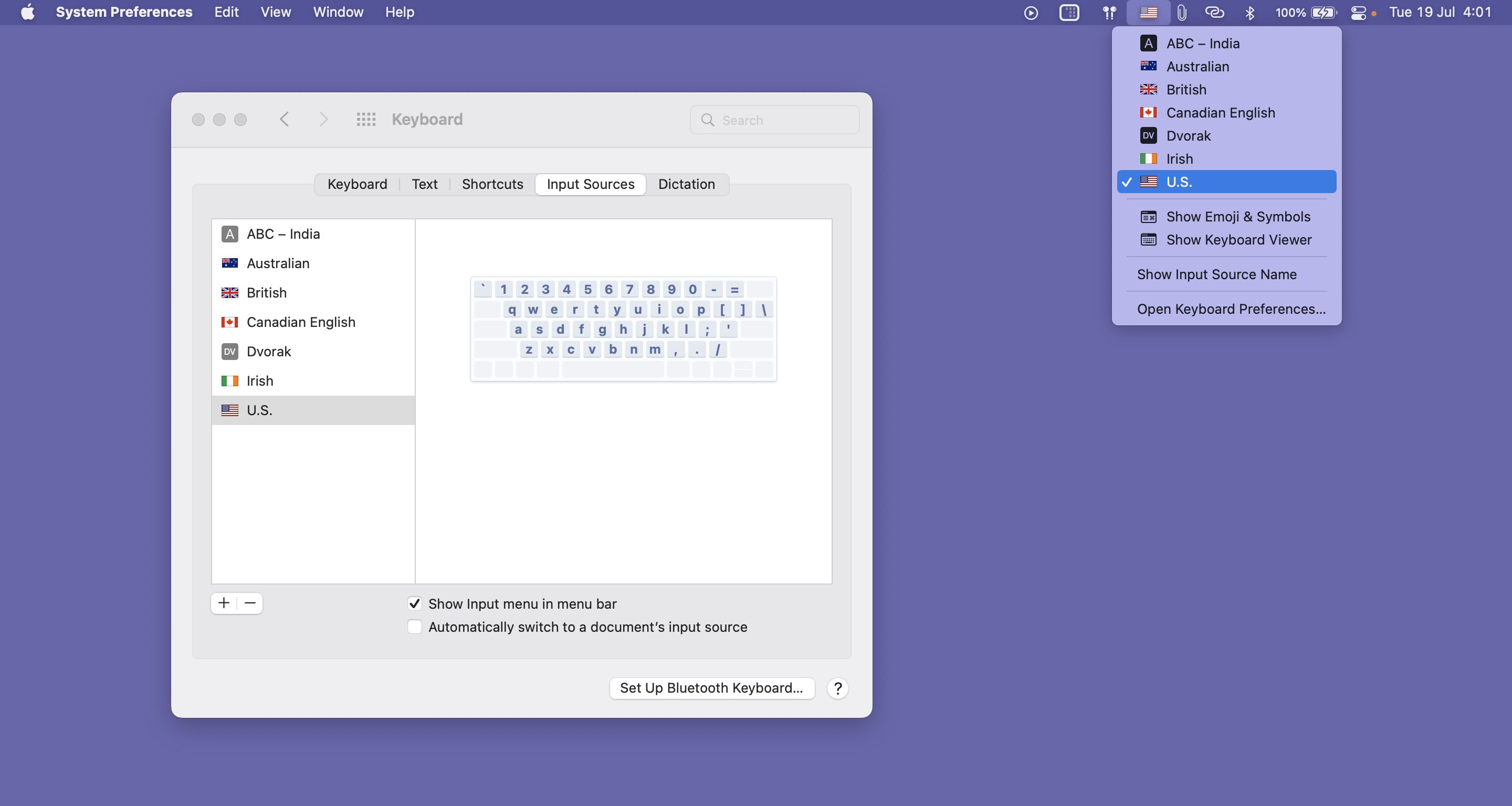 Переключение раскладки клавиатуры на Mac