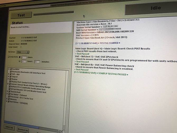 ASD — пример результатов EFI-тестирования