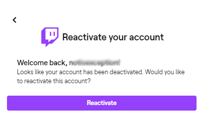 Avviso eliminazione account Twitch