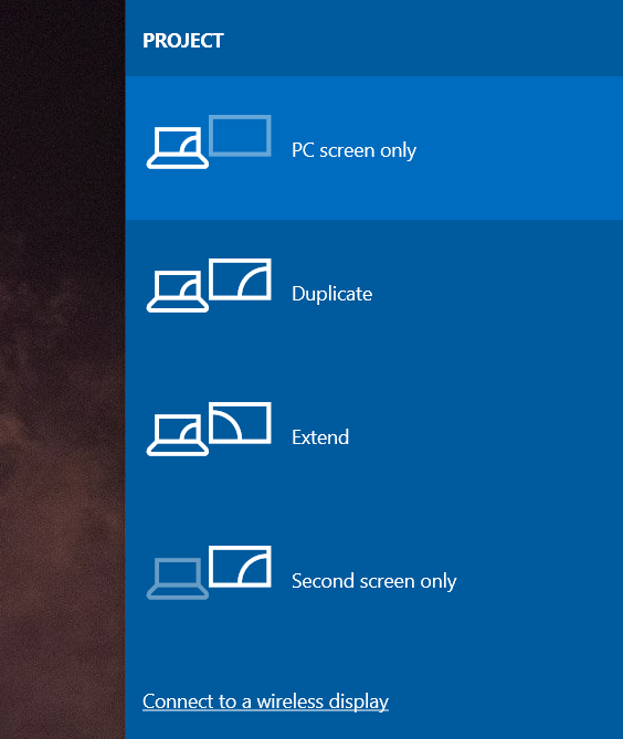 Параметры проекции в Windows