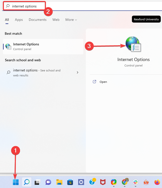 Окно параметров обозревателя Internet Explorer