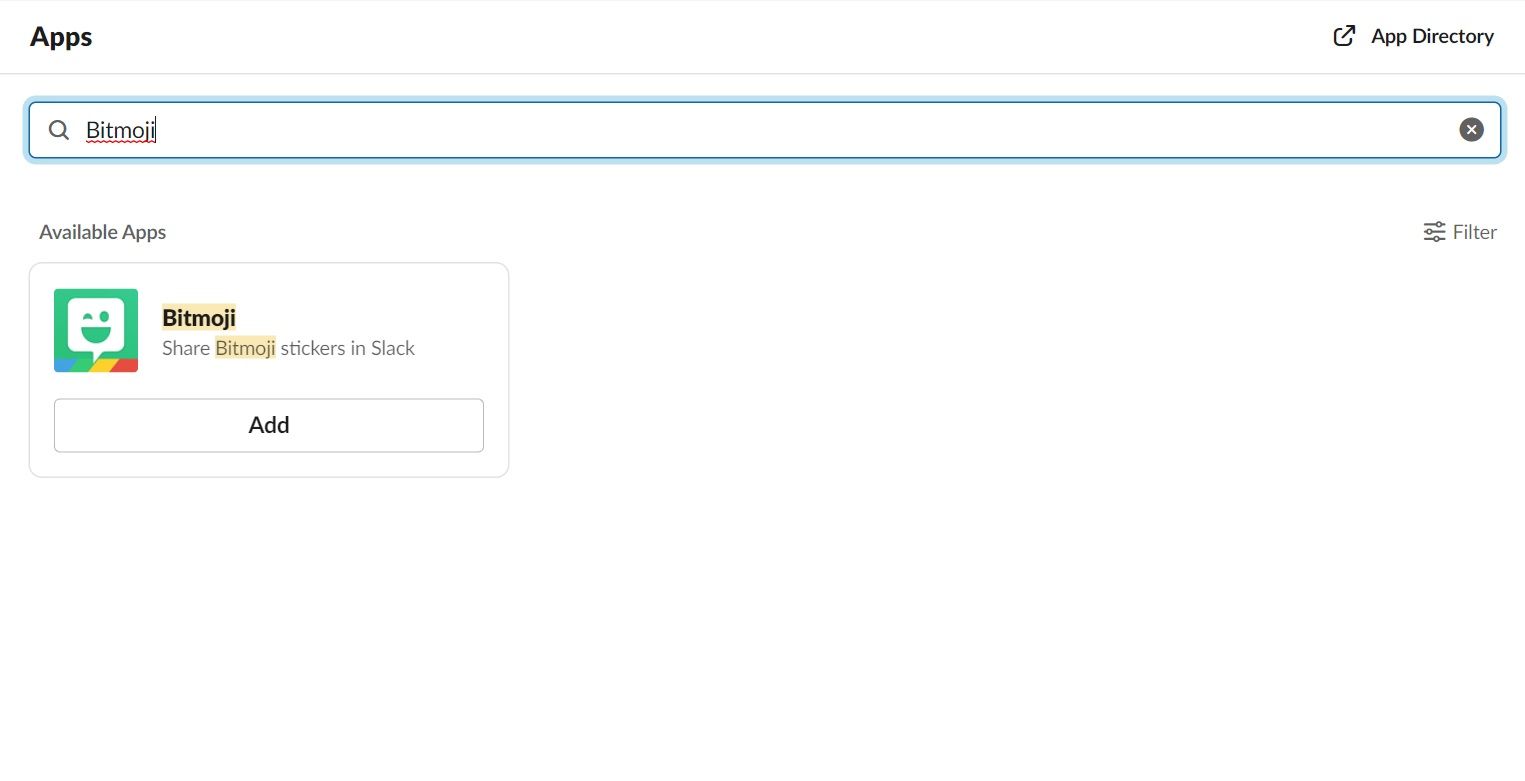 Поиск приложения внутри рабочего пространства Slack, каталог приложений