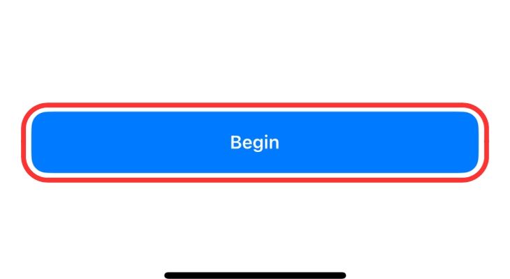 Кнопка Begin в приложении «Здоровье».