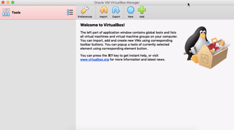 Окно VirtualBox в macOS