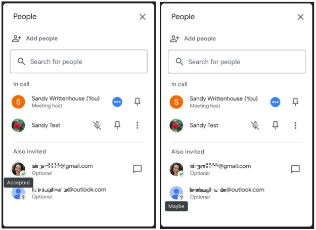 Статус RSVP в Google Meet