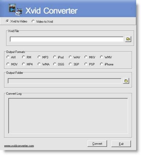 Интерфейс Xvid Converter, запущенного в CrossOver