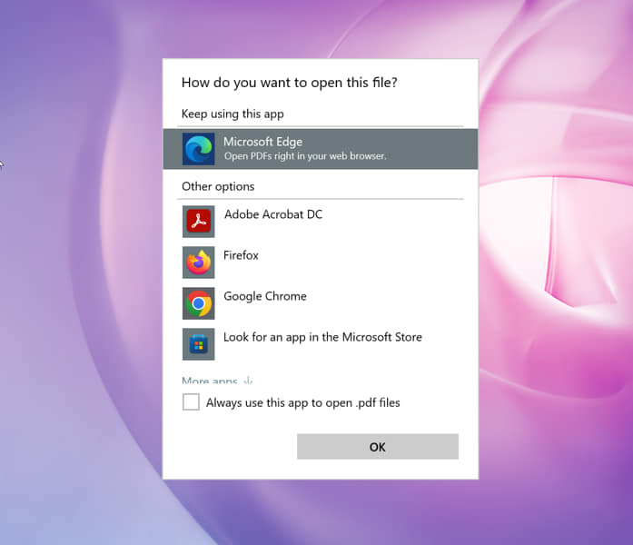 browse and choose for a program to open the unknown file