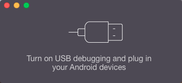 Интерфейс AndroidTool с подсказкой включить USB‑отладку и подключить устройство