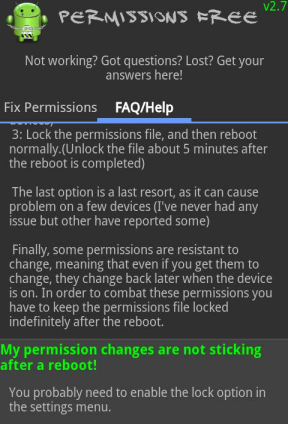 Test dell app dopo la modifica dei permessi