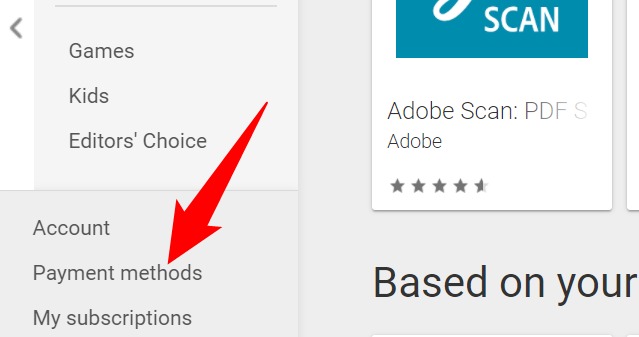 Удалить способ оплаты из Google Play