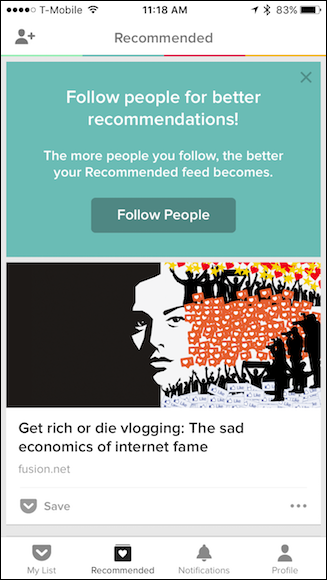 Нижняя панель iOS: Мой список, Рекомендации, Уведомления, Профиль