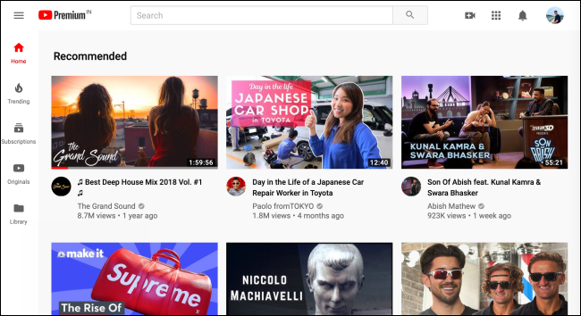 Новый дизайн главной страницы YouTube