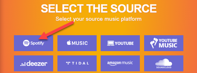 выбор spotify как источника