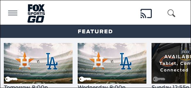 Приложение FOX Sports Go на смартфоне