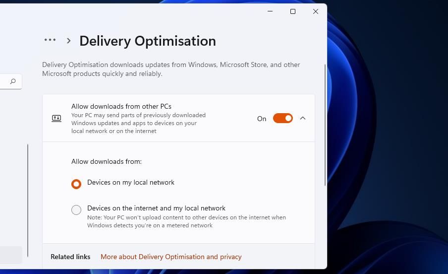 Параметр Разрешить загрузки с других компьютеров