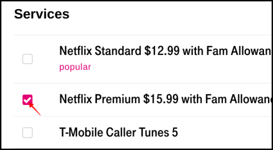 Удаление Netflix из списка доп. услуг T‑Mobile