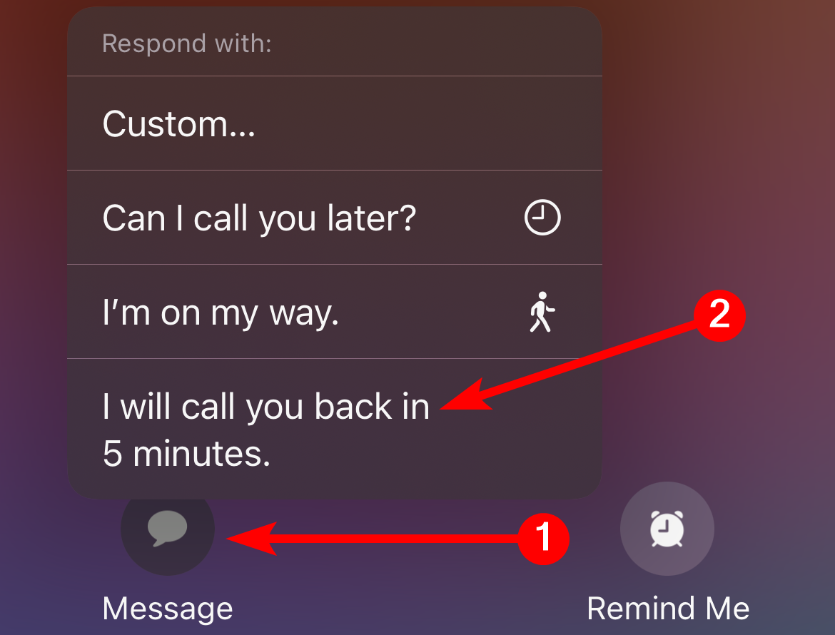 Отправка SMS-ответа при отклонении входящего звонка на iPhone.