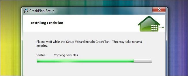 Загрузка и установка CrashPlan — окно установки