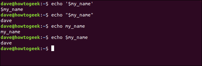 Примеры корректного и некорректного обращения к переменным в терминале