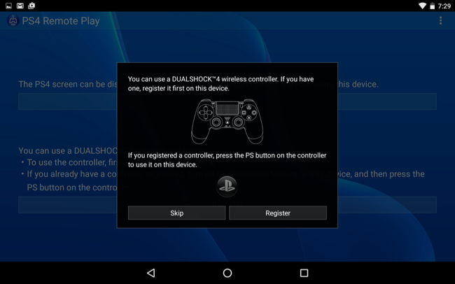 Экран подключения Remote Play к PS4