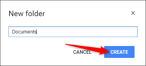 Введите имя папки и нажмите «Создать».