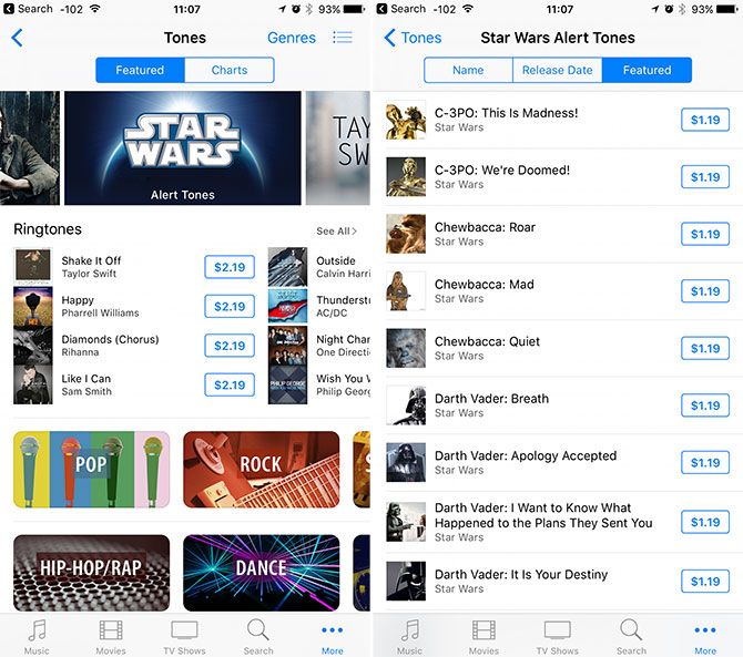 Магазин рингтонов в iTunes