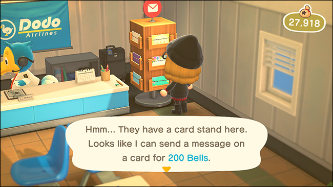 Почтовая стойка Dodo Airlines: выбор отправки открытки