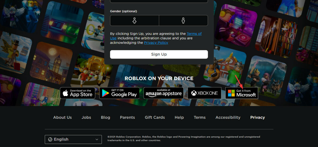 Страница Roblox в Microsoft Store