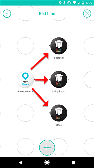 Схема связей между триггером и лампами на сетке Stringify