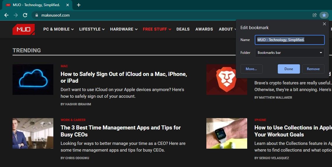 Создание закладки в Chrome для веб‑страницы