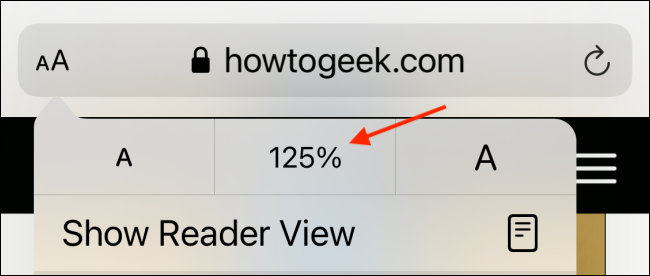 Сброс размера текста к умолчанию — сигнал касания процента