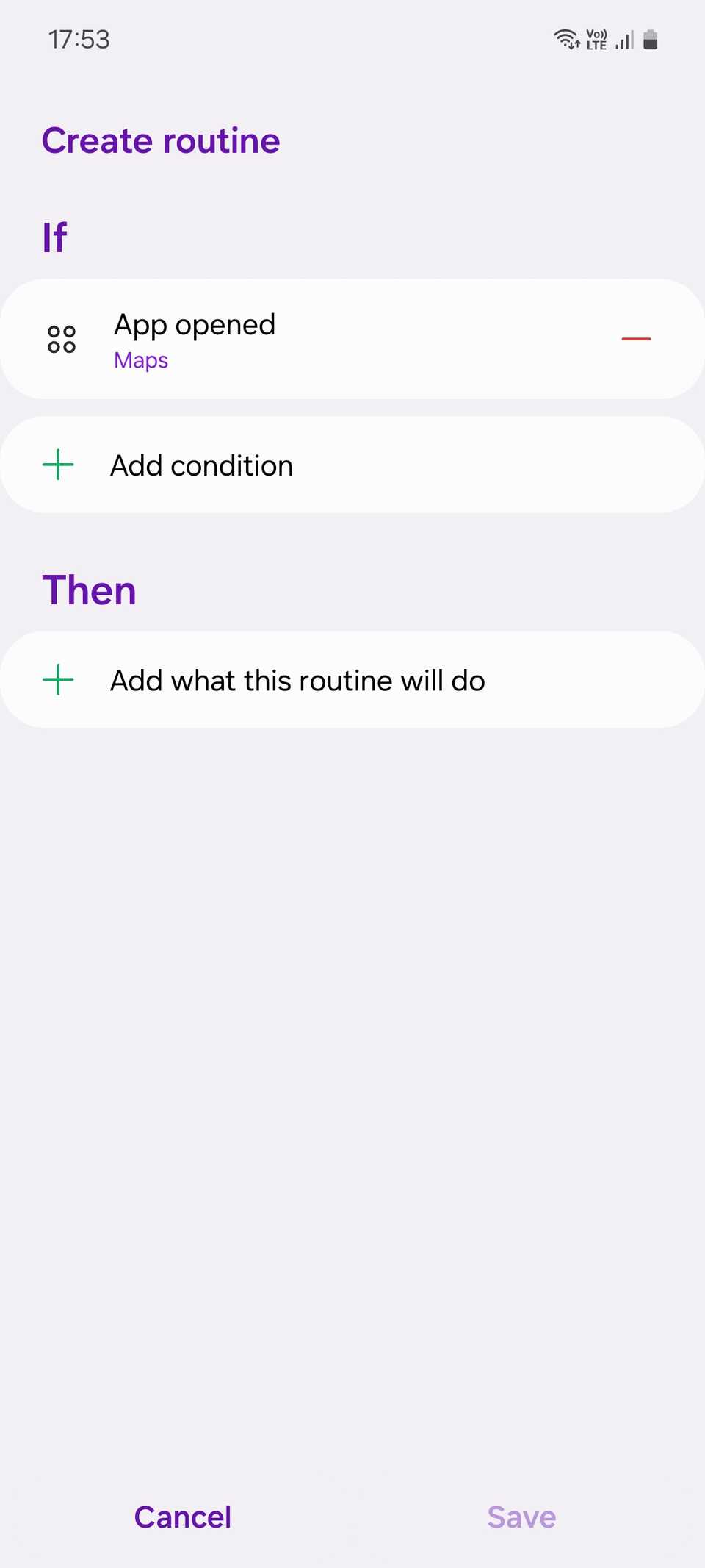 Настройка действия Рутин для включения местоположения