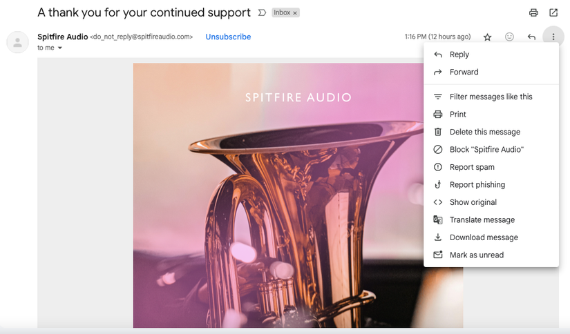 Скриншот обычного письма в почтовом клиенте.
