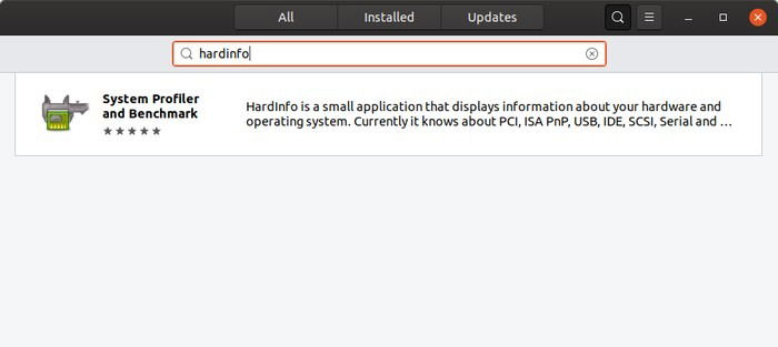 Скриншот: HardInfo в Центре Приложений