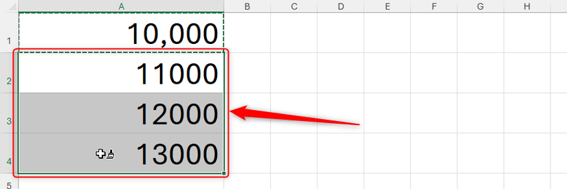 Lo strumento Copia formato è attivato e le celle A2, A3 e A4 sono selezionate.