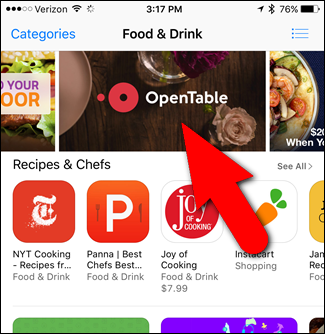 Категория 'Еда и напитки' в App Store