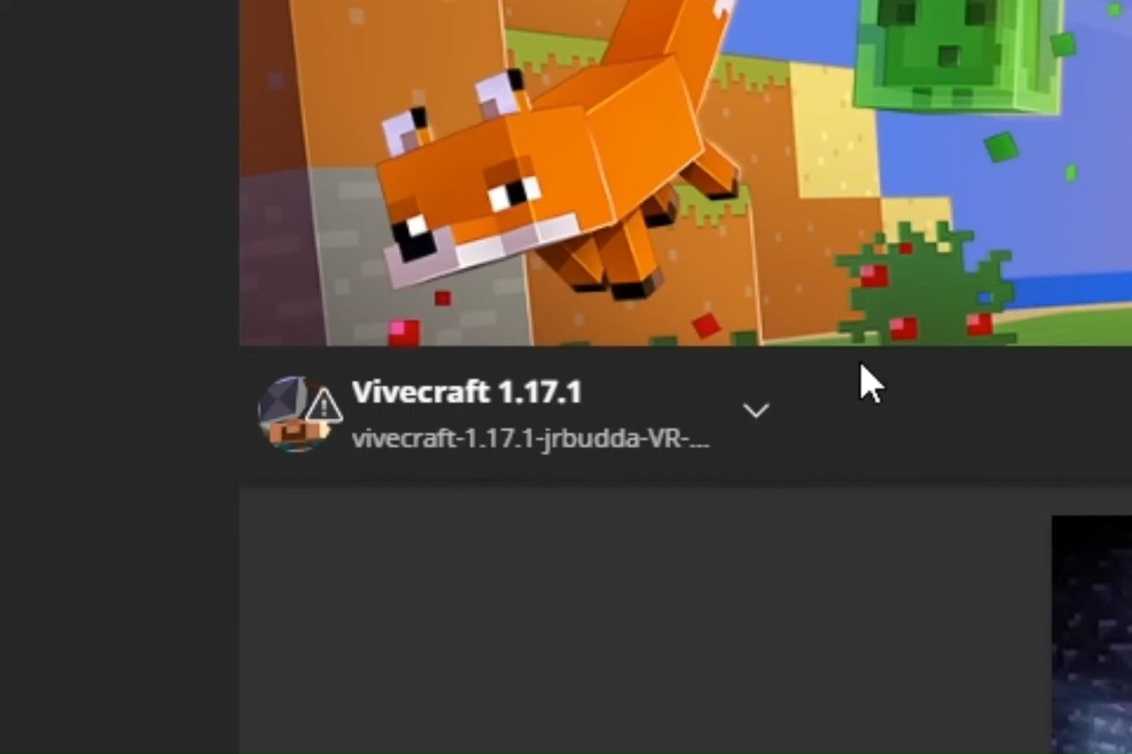 Выбор Vivecraft в лаунчере Minecraft