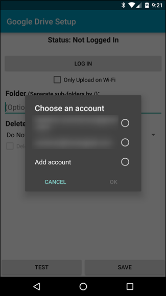 Разрешения доступа SMS Backup & Restore к аккаунту
