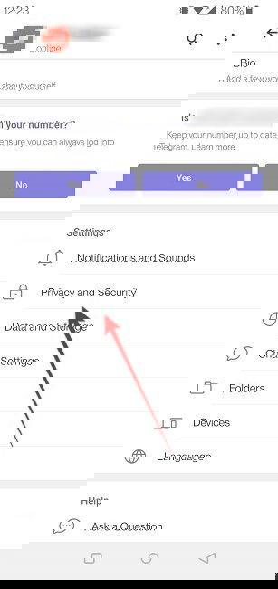 Confidentialité et sécurité Telegram mobile