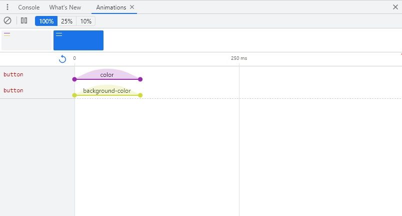 Скриншот свойств перехода кнопки