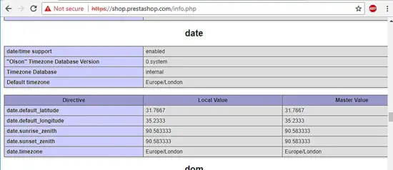 Проверка настроек PHP date и timezone